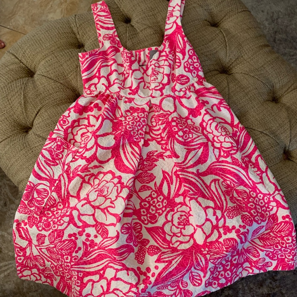 Anthropologie hot pink floral dress